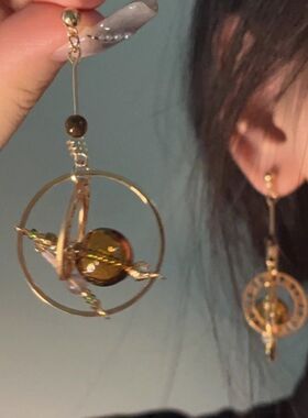 工业风抽象几何手作小众重工复古耳环玻璃气泡造型感耳坠女