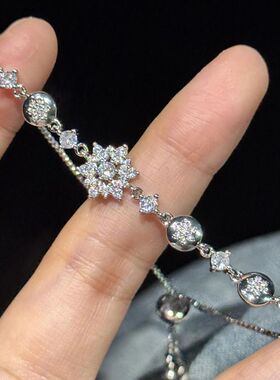 Vintage雪花时尚精致设计锆石轻奢调节手饰气质手链