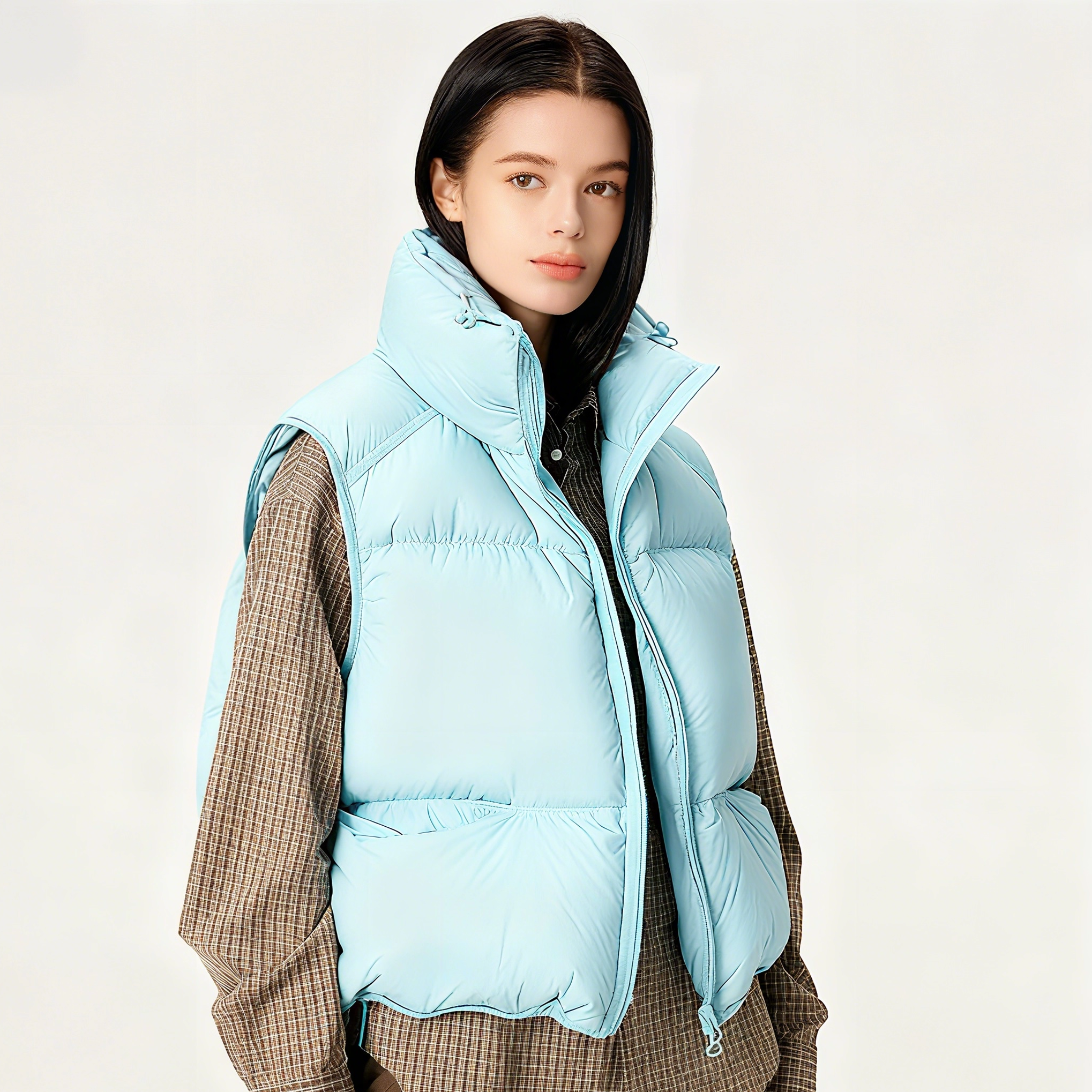 HH冬季新款羽绒服女短款立领