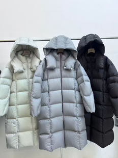 （档口直批）HH服装2025冬季新款羽绒服女中长款连帽白鸭绒面包服