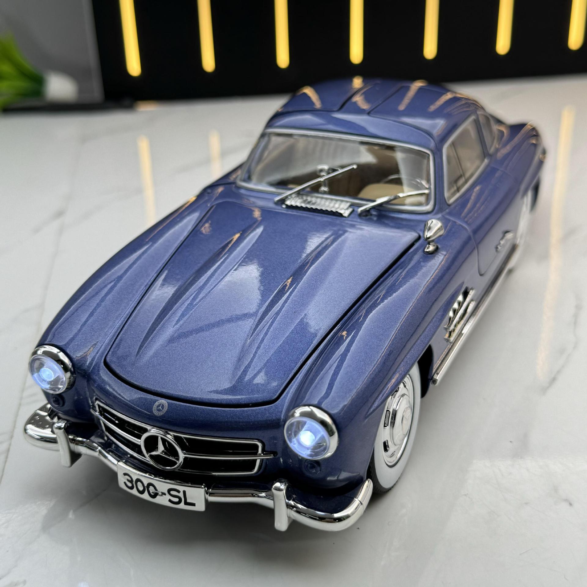 1:24大奔300SL复古老爷车敞篷合金车模男孩玩具汽车模型摆件收藏
