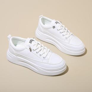 小白闲鞋女2024秋季新透气学款板鞋韩版高增松糕鞋休鞋0生8板鞋