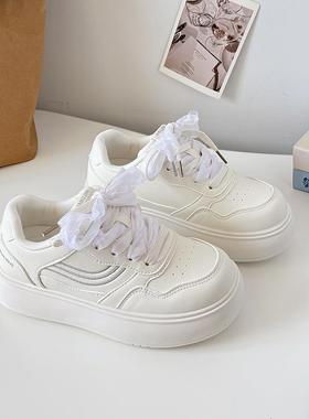 面女生小白鞋2鞋2新5款春季松糕底小个包子增高休闲板20963