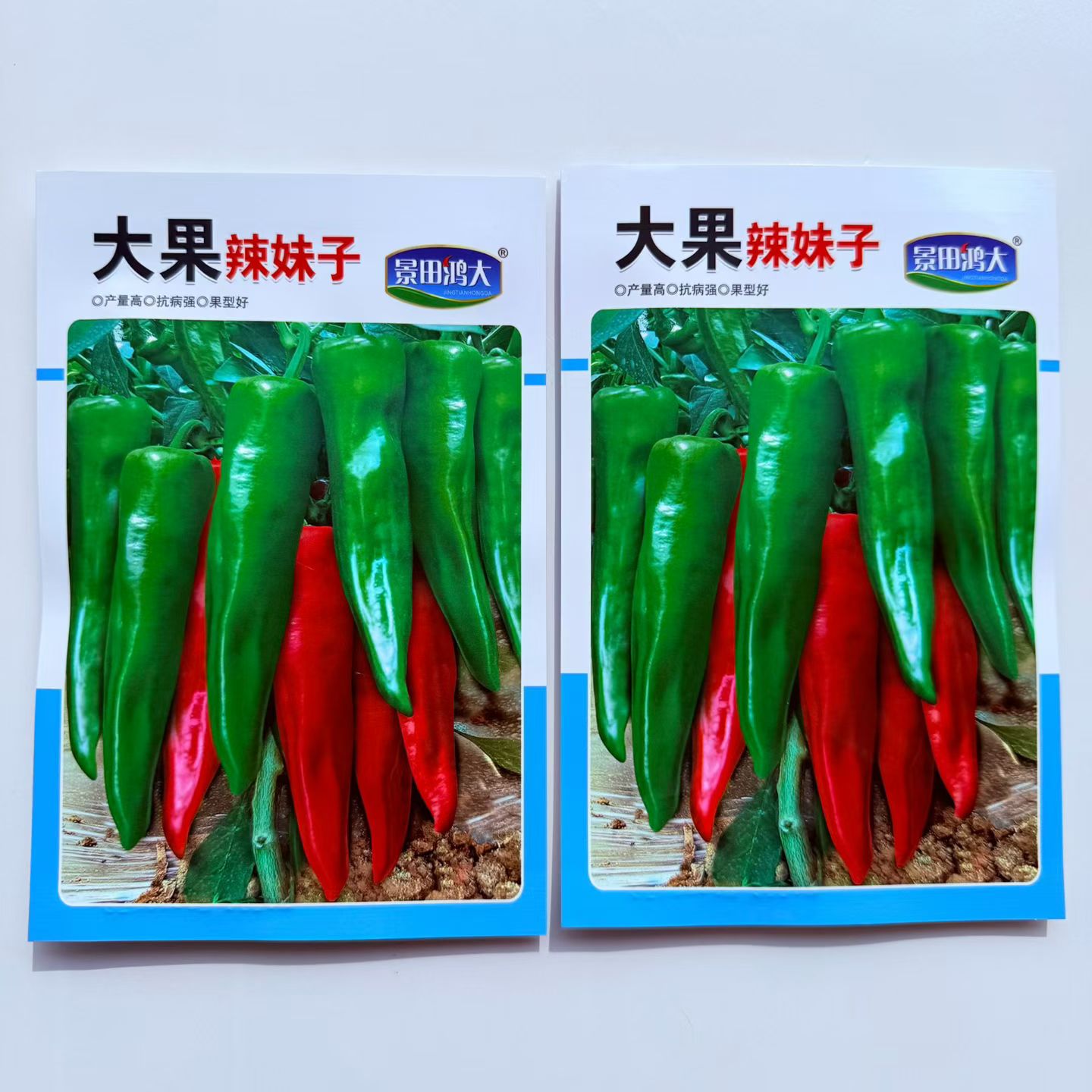 大果辣妹子杂交辣椒种子早熟皮色深绿青红椒两用节节有果辣味香浓