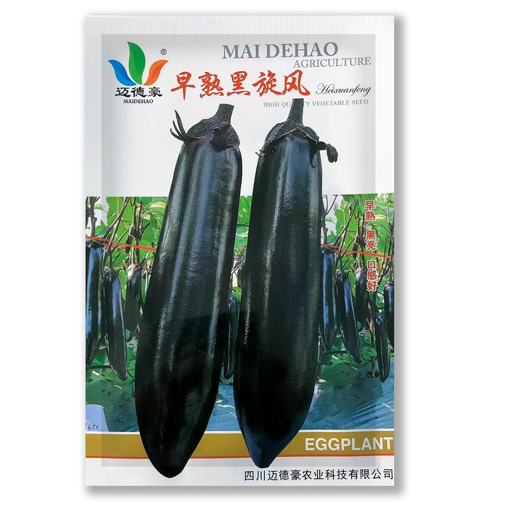 一代杂交早熟黑旋风长棒茄子种子长势强产量高抗病强适合春秋种植