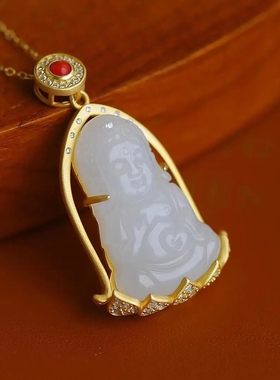 羊脂玉宝宝佛古典镶嵌饰品