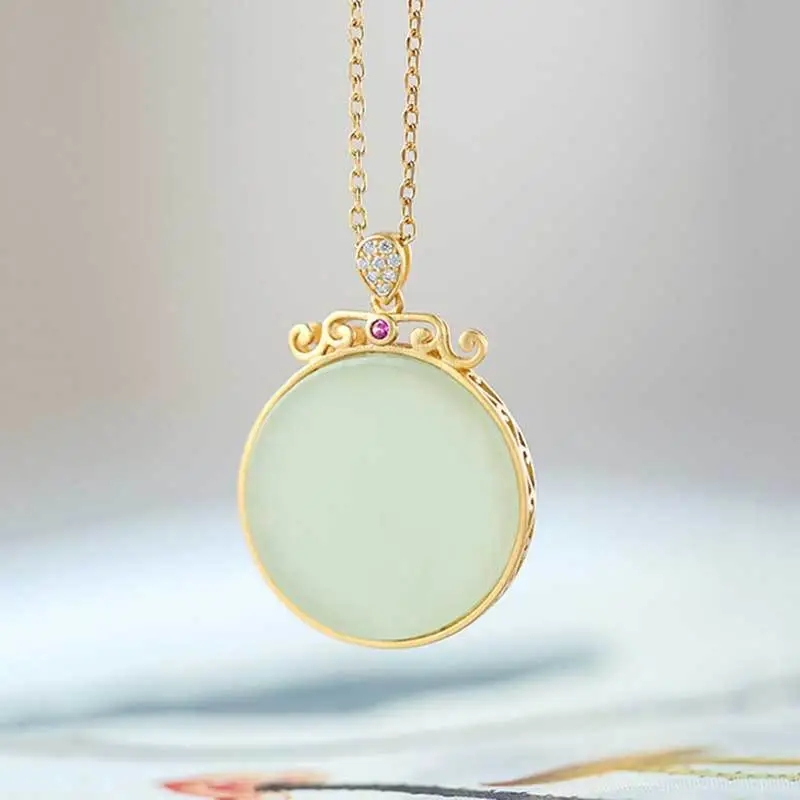 和田白玉简约气质优雅圆形无事牌