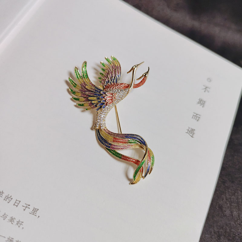 中国风珐琅凤凰来仪胸针奢华优雅图片