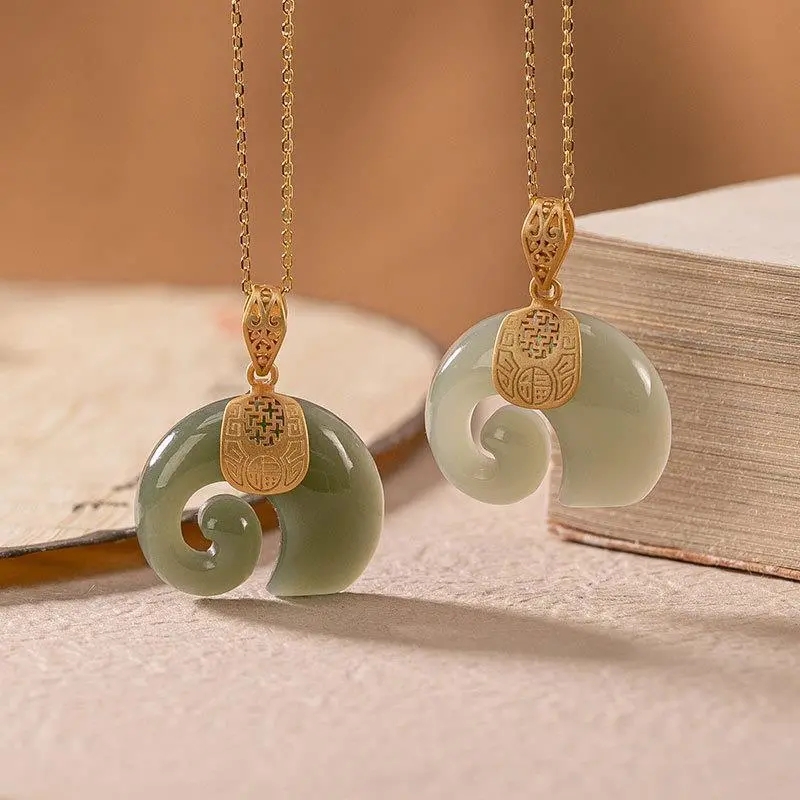 小众太平有象二人款925银项链