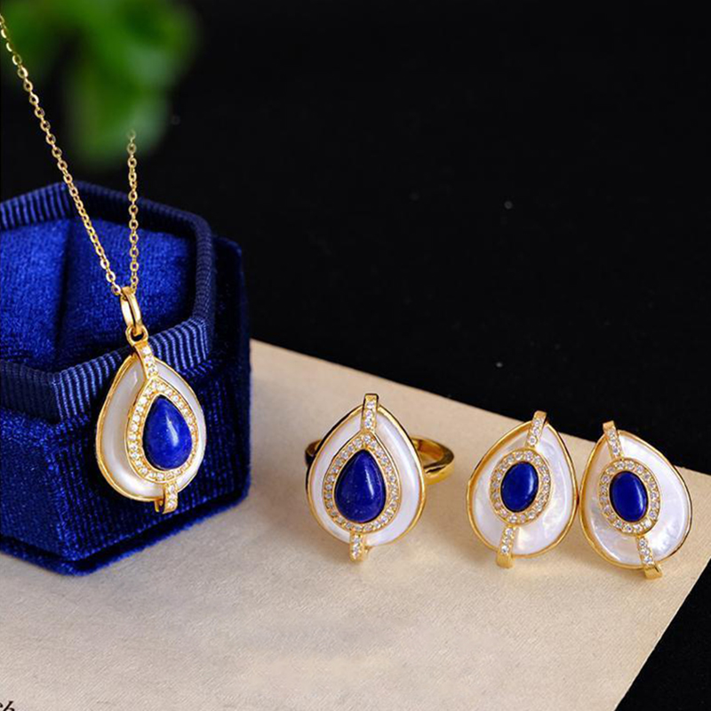 鎏銮金凤凰宫廷风白贝母项链套装