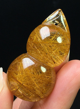 巴西天然金发晶钛晶葫芦吊坠饰品