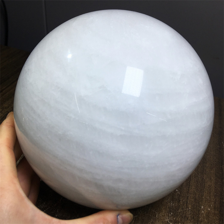 天然白水晶大直径球装饰摆件