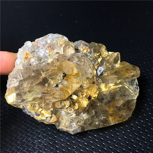 天然钛晶原石金发晶板钛顺发水晶簇矿物标本资料库家居装饰品摆件