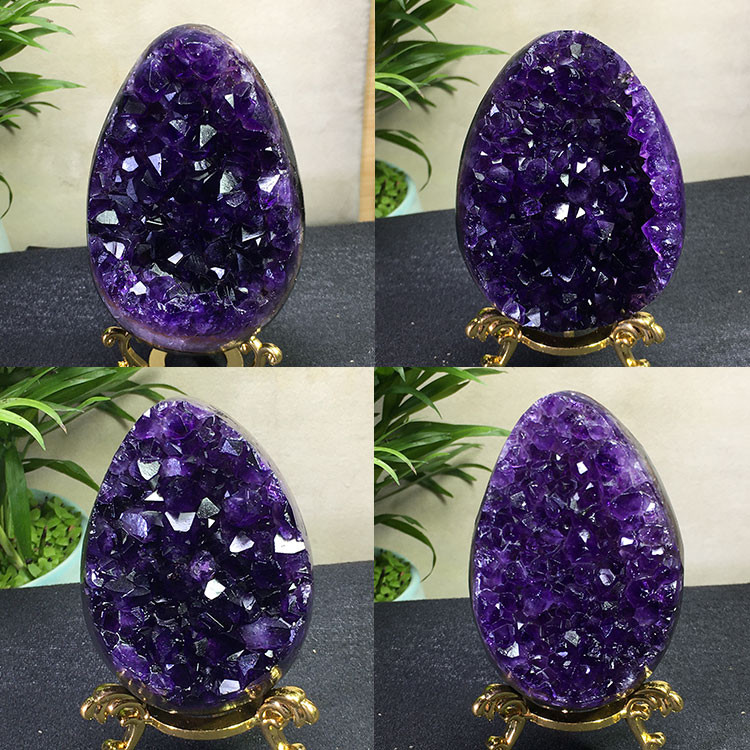 乌拉圭天然紫水晶恐龙蛋紫晶簇洞聚宝盆原石打磨家居玄关桌面摆件