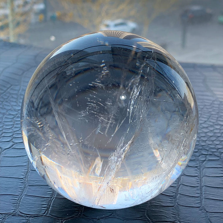 白水晶球阿塞彩虹摆件