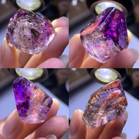 Natural amethyst ultra -seven primary stone phantom puoming ameter crystal backbone kitchen rotor Rainbow glitter drilling water gallbladder pendant