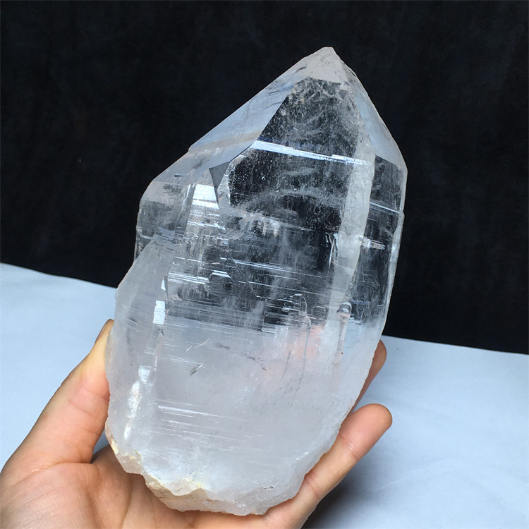 天然喜马拉雅白水晶原石透体摆件