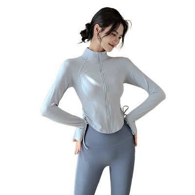 Ackdcs带抽绳瑜伽服长袖运动上衣