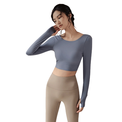 新款气质美背长袖修身显瘦瑜伽服