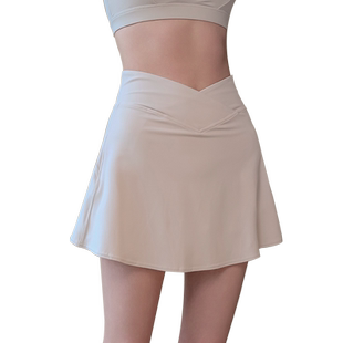 Ackdcs白色瑜伽短裙女夏新款防走光运动半身裙专业健身训练网球裙