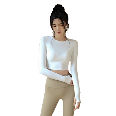 ACKDCS白色瑜伽上衣女长袖健身服