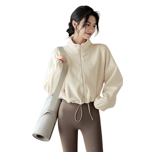 Ackdcs加厚运动外套女秋冬新款保暖双面绒瑜伽服时尚健身长袖上衣