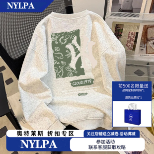 NYLPA2026新款 休闲情侣 圆领字母印花宽松男卫衣春秋冬女加绒帽衫