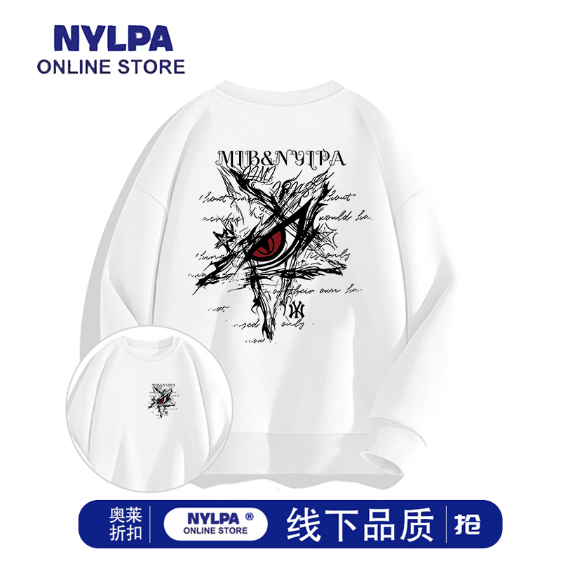 NYLPA2025秋冬hiphop宽松恶魔之眼印花新款美式高街圆领卫衣外套