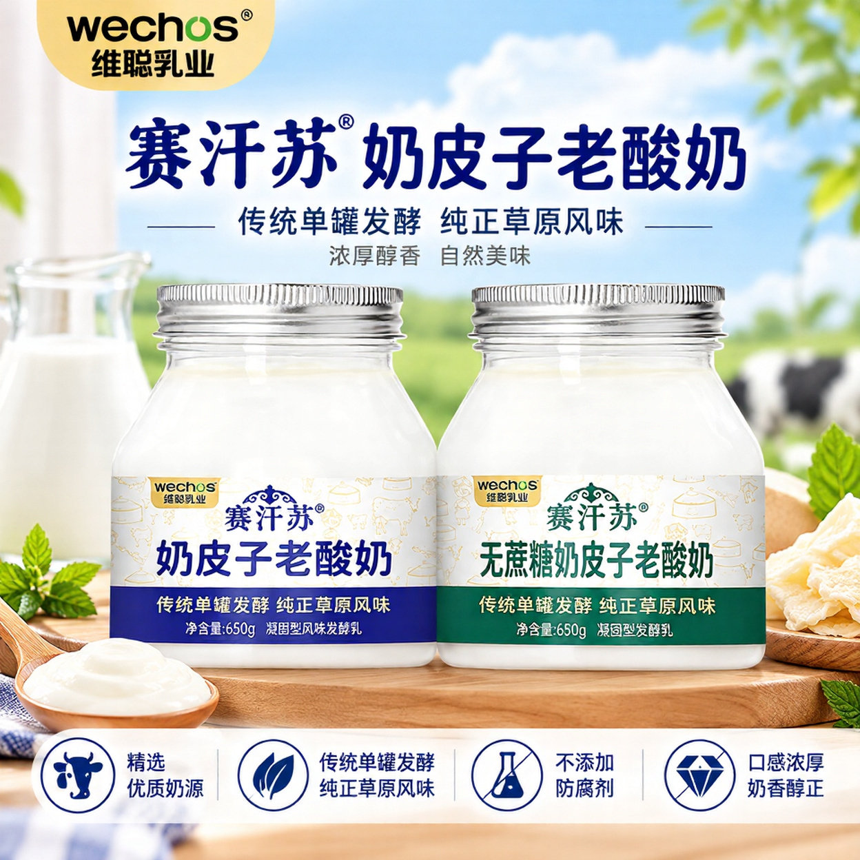 赛汗苏内蒙古传统奶皮子老酸奶单罐650g珍贵奶皮子 无添加剂