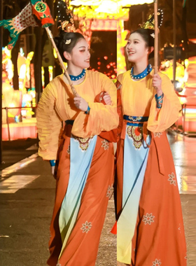 新款女子汉唐舞蹈家乡月舞蹈演出服灯笼道具汉服襦裙