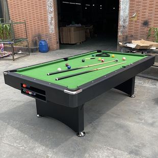 8尺经典 新款 黑色折叠台球桌成人室内家用型桌球台2合1Pooltable