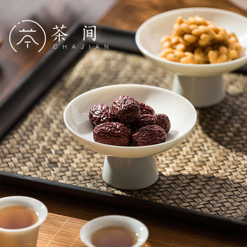 茶间｜高脚盘禅意复古点心盘中国风果盘陶瓷高足盘糕点茶点盘子