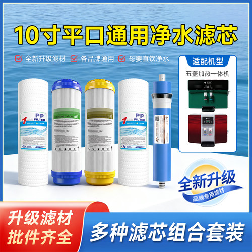 净水器通用滤芯家用直饮10寸RO反渗透UDF加热一体机全套五级套装