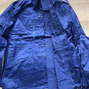 老式库存老货87海蓝冬季工作服涤卡套装加厚户外耐磨结实工作服