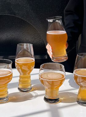 高级感ins精酿啤酒杯玻璃扎啤杯大号网红创意大容量酒杯高脚酒吧