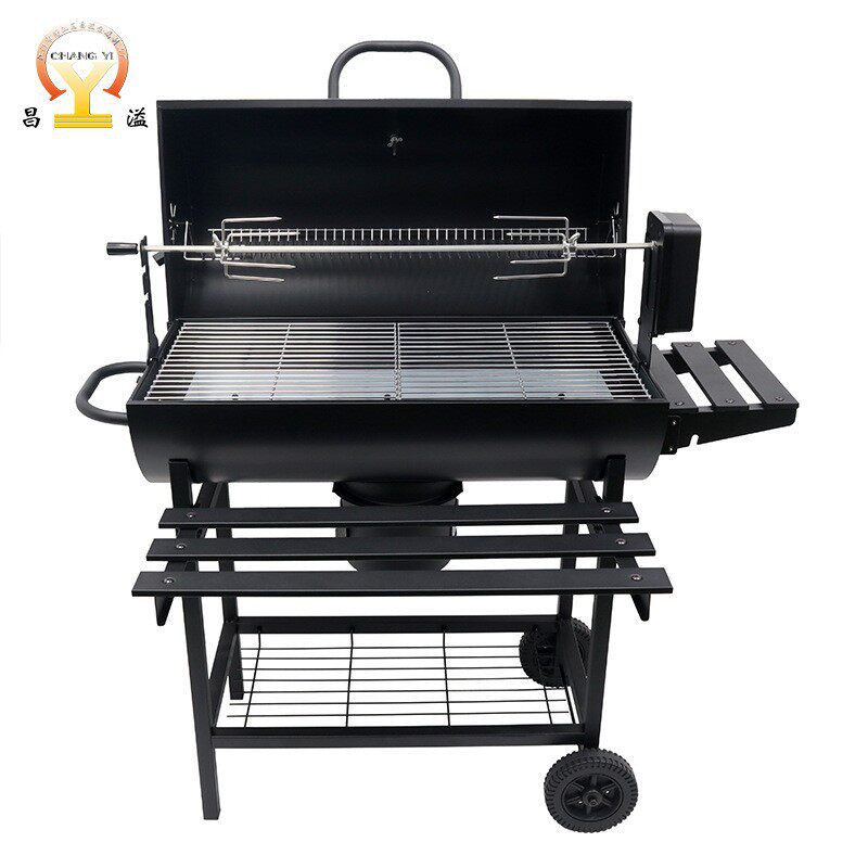 家用美式大型油桶烧烤炉户外庭院户外木炭BBQ烧烤架带电动烤
