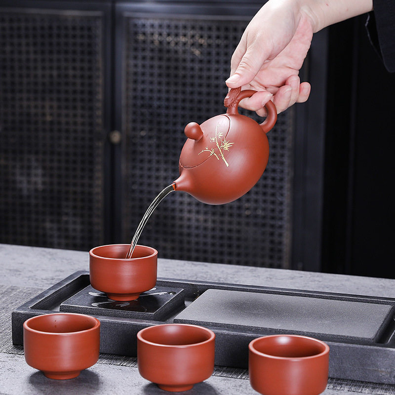 高档高端陶瓷茶具紫砂功夫茶具一壶四杯泡茶壶茶杯礼盒装宜兴潮州