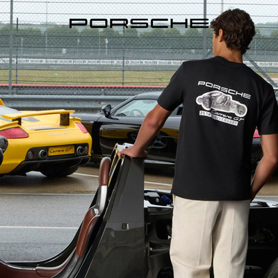 保时捷赛车印花潮流短袖T恤