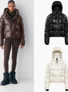 正品Aritzia 女士TNA亮面鹅绒短款加厚零下30度保暖抗水4格羽绒服