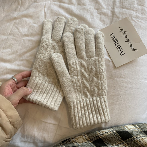 自留温柔奶杏色触屏手套防风防寒