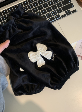 可爱少女心蝴蝶结袖套女秋冬羽绒服防脏办公室护袖学生黑色长套袖