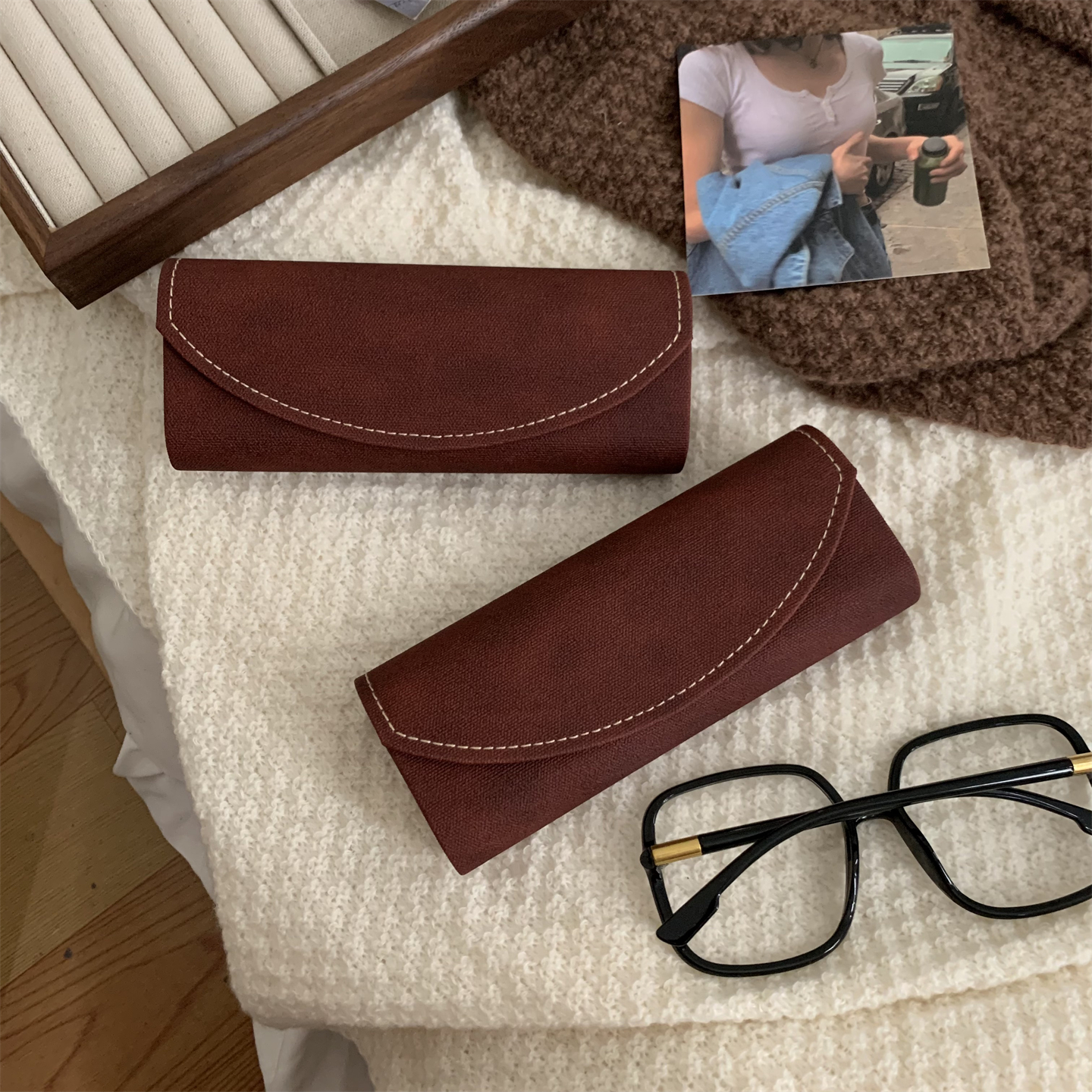 新款高档文艺风眼镜盒子大容量