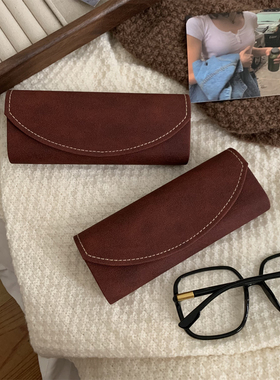 高级感复古红色眼镜盒日系防尘学生便携轻便近视太阳镜墨镜收纳盒