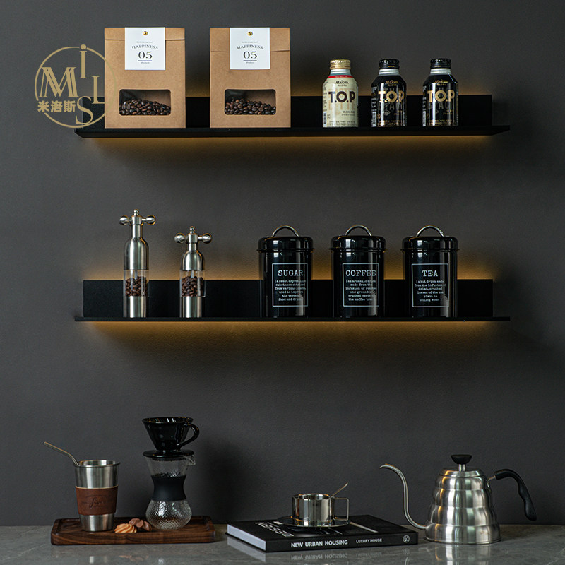 现代轻奢样板间厨房橱柜咖啡层架组合摆件装饰品咖啡豆储物罐道具