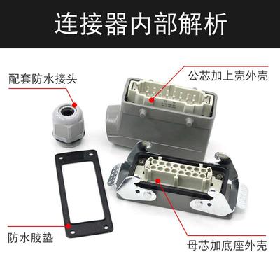 矩形重载连接器HE-6芯10芯16芯24芯32芯48芯工业防水插座航空插头