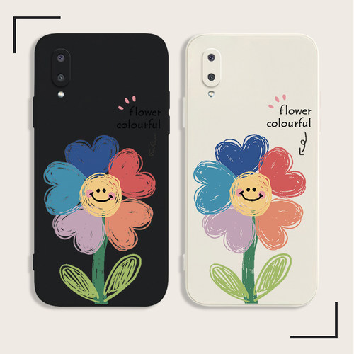 适用GalaxyA02手机壳三星A50/A30/A20/A70硅胶保护套A22/A22S/A32/A52/A72手绘太阳花A11/A12/M31时尚A10软壳