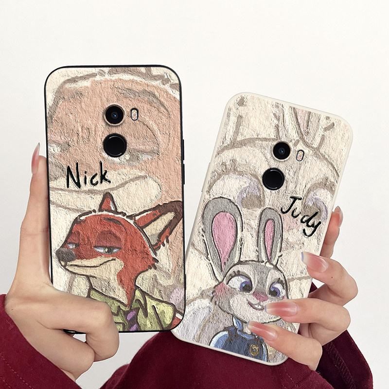 适用小米mix2手机壳硅胶卡通疯狂动物城油画创意男女软壳小米mix2保护套全包防摔个性可爱简约新款小众时尚