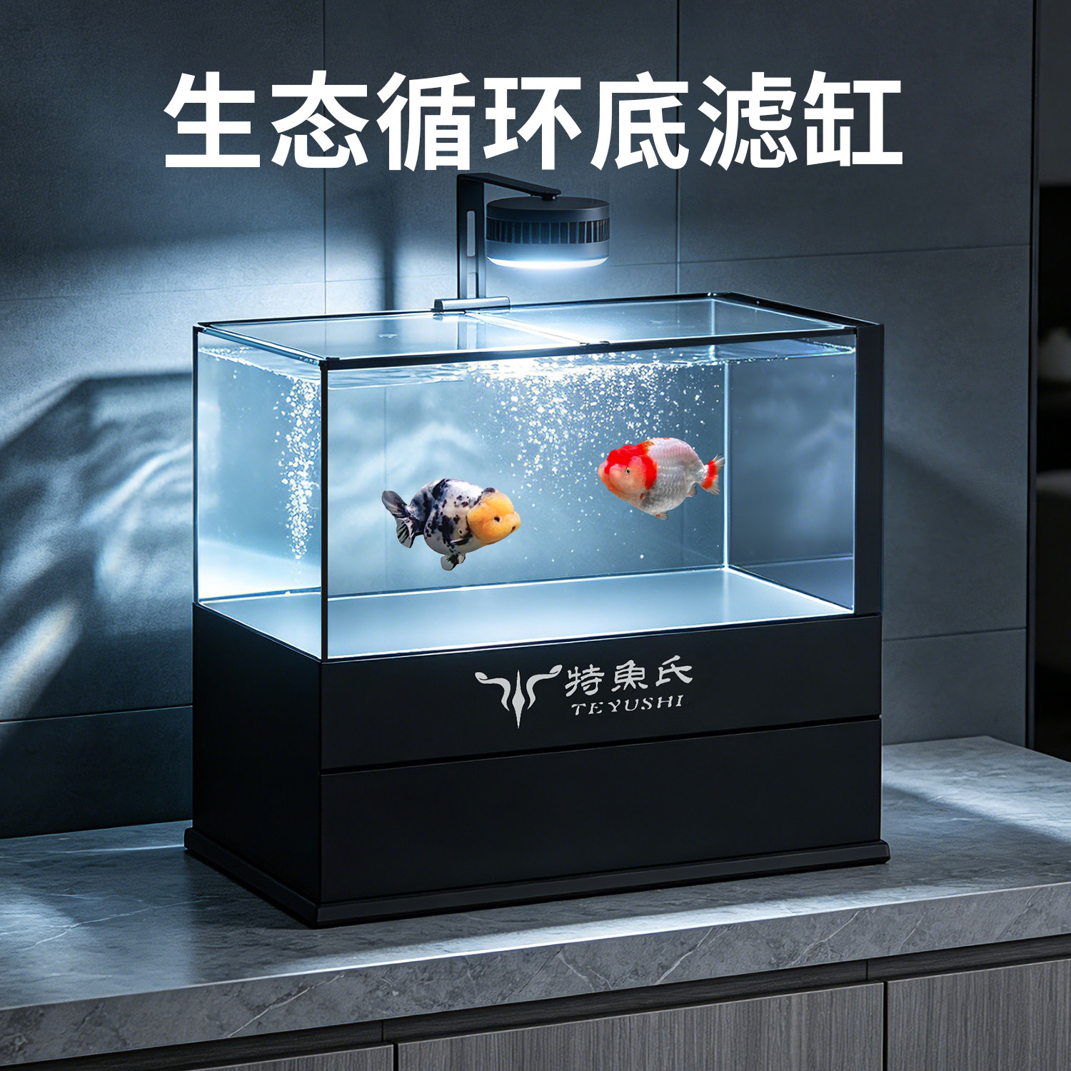 特鱼氏一体底滤桌面鱼缸小型客厅2026新款超白玻璃金鱼缸方舟一号