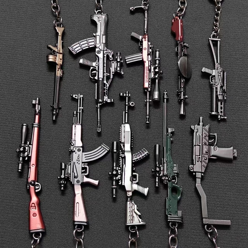 和平精英98k M416吃鸡挂件毛瑟mp5合金钥匙扣迷你m4小枪模型玩具
