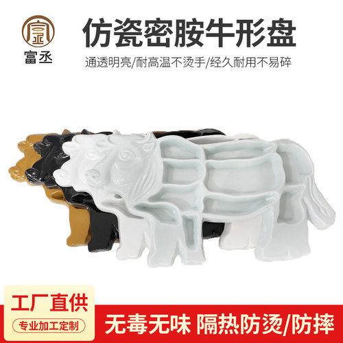密胺餐具仿瓷潮汕牛肉火锅全牛宴拼盘创意牛形分格餐盘